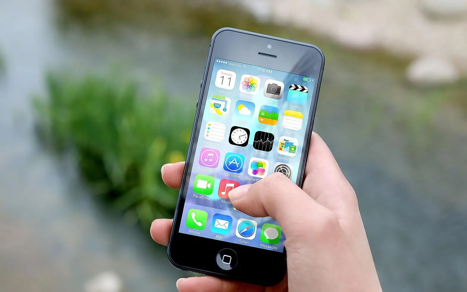Iphone, hand and screen