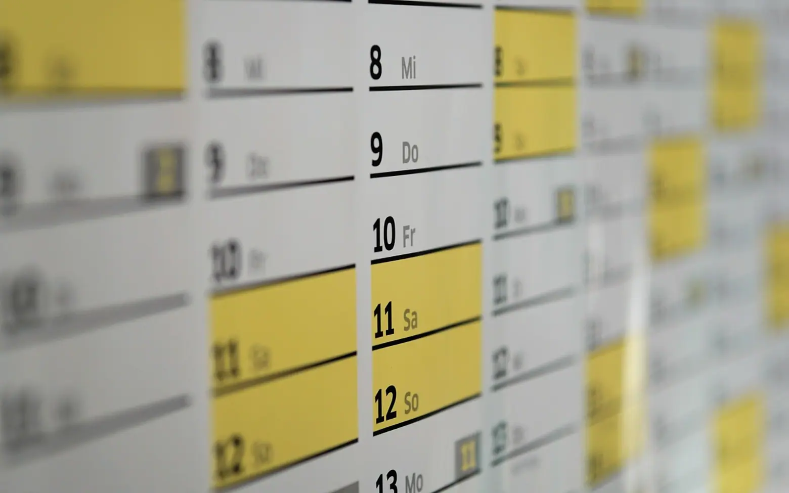 Calendar, dates and schedule