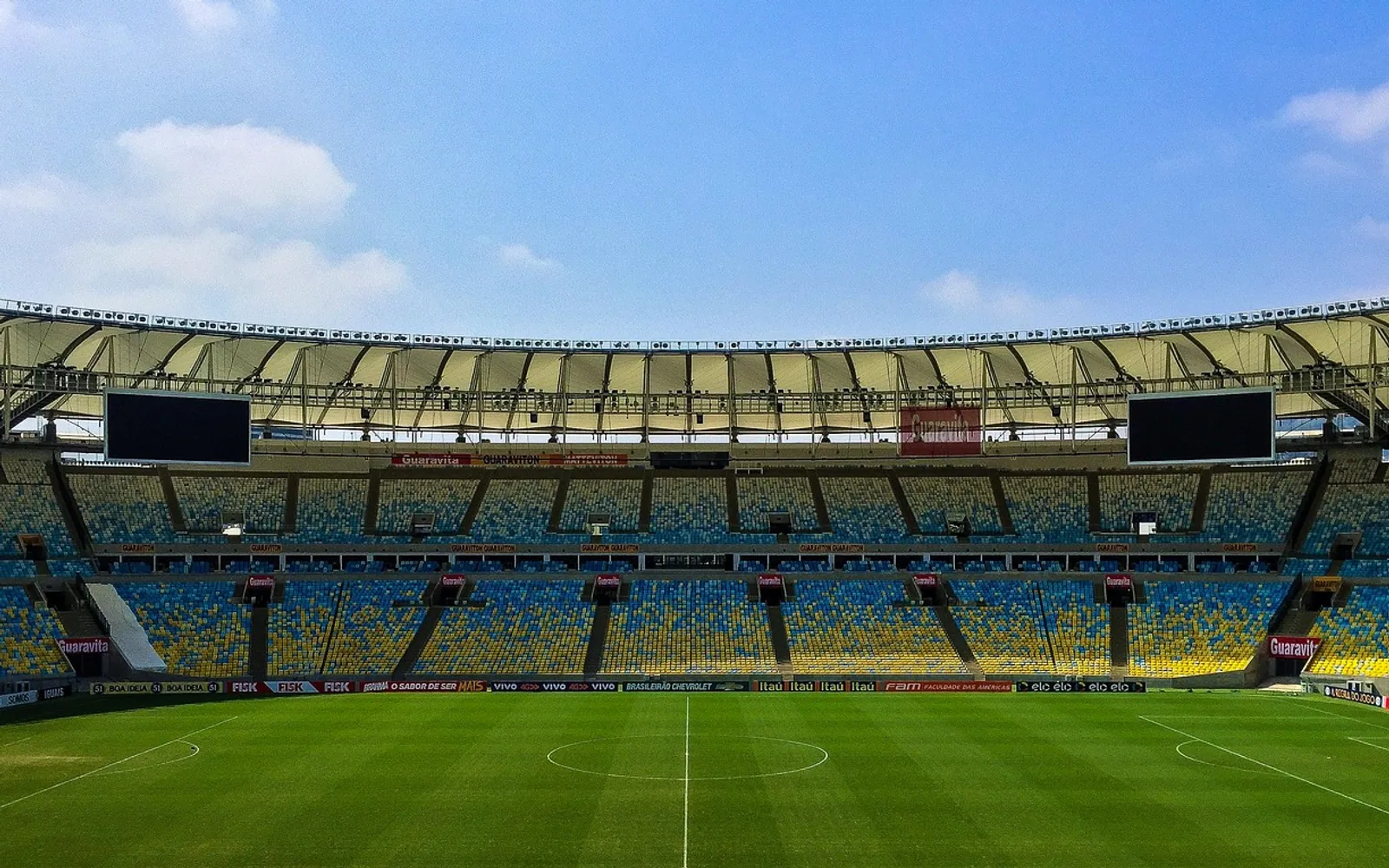 Bleachers, soccer field and stadium
